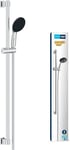 GROHE Vitalio Start 110 Ensemble de Douche (Pommeau de Douche 11cm 2 jets, Barre 90cm, Flexible de douche 1.75m), Economie d'Eau, A coller avec GROHE QuickGlue ou à visser, Chromé, 26955001