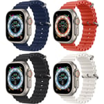 4-pack Ocean Band kompatibel med Apple Watch Ultra Band 49mm 45mm 44mm 42mm Iwatch Series 8 Ersättningsrem