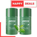 Green Tea Mask Stick Facial Cleansing Oil Acne Blackhead Control Deep Clean 2Pcs