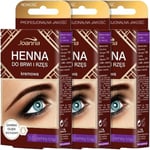 JOANNA Eyebrow and Eyelash Full Dye Lash Tint 15ml - Dark Brown *PACK OF 3*