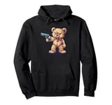 Cool adult Teddy Bear with firearm and pistol in hand Pullover Hoodie