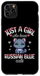 Coque pour iPhone 11 Pro Max Fille Qui Aime Les Chats Bleu Russe Adore Chat Bleu Russe