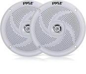 Pyle Paire d'enceintes Marines PLMRS5W – Système Audio stéréo d'extérieur 2 Voies étanches et résistantes aux intempéries avec Puissance de 180 W et Profil Bas – 1 Paire – PLMRS5W (Blanc)