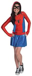 Spider-Girl Costume, Kids Girl Spider-Man Hooded Dress Outfit, Medium, Age 5 - 7, HEIGHT 4’ 2” - 4’ 6” Halloween