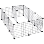 Pawhut - Cage parc enclos pour animaux domestiques l 106 x l 73 x h 36 cm bords arrondis fil métallique noir 55