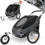 Kesser - Remorque enfant Remorque vélo 360° pivotante avec suspension 2en1 fonction jogger Remorque vélo enfant + ceinture 5 points Jogger vélo Noir