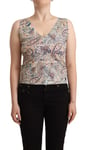 GALLIANO Top Tank Multicolor Cotton Sleeveless V-neck Blouse IT40/US6/S