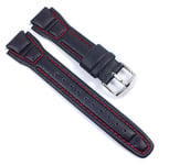 Bracelet En Cuir Casio 17Mm Noir/Rouge Pour AQF-102WL AQF-102