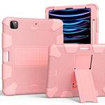 Compatible with iPad 12.9 Inch Tablet Protective Case, Silicone PC Two Colours Stand Tablet Protective Case, Rose Gold