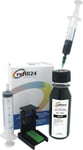 Kit De Recharge Compatible Pour Cartouches D'Encre Hp 304, 304 Xl Noir, Avec Clips Et Accessoires + 100 Ml D'Encre