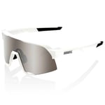 100% S3 Sunglasses HiPER Mirror Lens - Matt White / Silver White/HiPER /Mirror