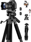 Trépied Appareil Photo, 190Cm Trepied Camera En Aluminium Portable, Trepied Photo Pour Canon Nikon Sony Dslr, Léger Trépied Pour Smartphone/Iphone/Téléphone Avec Support De Télépho[VID065635]