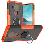 BRAND SET Case for Nokia 3.4/Nokia 5.4 with Metal Ring Holder, 2-in-1 Comprehensive Protection Ultra-thin and Durable Shockproof Tough Phone Cover for Nokia 3.4/Nokia 5.4-Orange