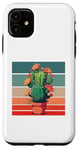 Coque pour iPhone 11 Fleurs d'épines de cactus orange jaune terre cuite nature