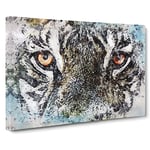 Eye Of The Tiger In Abstract Modern Art Canvas Wall Art Print Ready to Hang, Framed Picture for Living Room Bedroom Home Office Décor, 30x20 Inch (76x50 cm)