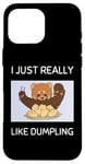 Coque pour iPhone 16 Pro Max Adorable panda rouge I Just Really Like Dumpling Kawaii Esthétique