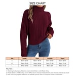 High Neck Sweater Solid Color Sweaters Knit Tops For Autum Winter Wine Red S