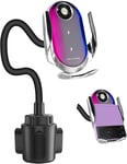 15w Qi Chargeur Induction Voiture Pour Montage En Porte Gobelet, Double Bobine Chargeur Sans Fil Voiture Support Téléphone Samsung Galaxy Z Flip 5/4/3/2 S23 Ultra Iphone 15/14/13 Google 8/8 [X325]