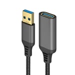 Câble Rallonge USB 3.0, 3m Câble Extension USB 3.0 Mâle A vers Femelle A 5Gbps Nylon Tressé Compatible avec Clé USB, Hub USB, Disque Dur Externe, Webcam, Imprimante, Noir