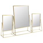 3 Piece Square Dressing Table Mirror Set Makeup Cosmetic Vanity 2 Sizes Gold