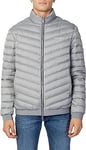 Armani Exchange Men's Quilted Down Milano/New York Logo Zip-up Jacket Down Alternative Coat, Melange Grey/Navy, X-Small