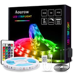 Aourow Ruban LED,5m Bande LED Flexible RGB avec Télécommande IR 24 Touches et Alimentation 12V,Bande Lumineuse Multicolore 5050 avec Adhésif pour la Décoration DIY