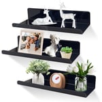 3 Pcs Étagère Decoration Noir Étagère Murale Flottante Étagère Rangement Murale Étagères sans Percage Petite Étagère Flottante en Acrylique Etagere