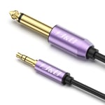 J&D 6.35mm TS to 3.5mm TRS Cable, Heavy Duty Gold-Plated Purple 1/4 inch Male to 1/8 inch Male Mono Interconnect Stereo Aux Jack Adapter Cable, 1 Meter