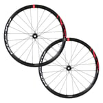 Fulcrum Racing 400 Disc Wheelset - Black / Red Shimano 12mm Front 142x12mm Rear Centerlock Pair 10-11 Speed Clincher 700c Black/Red