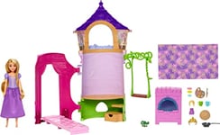 Mattel Disney Princess Toys, Rapunzel Posable Doll and Tower Playset with 360 Play, 6 Play Areas and 15 Accessories, Inspired by the Disney Movie, HMV99