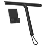 Silicone Shower Squeegee with Hook & Lanyard, Black  Screen Wiper D5Q45582