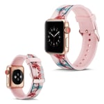 Apple Watch Series 5 40mm camouflage silikoninen kellonauha - Ruusu Ja Sininen Kuvio Pinkki