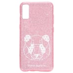 Coque Iphone XR paillettes rose panda geometrique blanc personnalisee