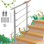 Rampe d'escalier en Acier Inoxydable, Garde-Corps pour Jardin Balcon, Main courante en acier inoxydable avec 2 poteaux - 160 cm avec 4 traverses