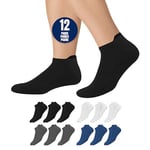 KOPNHAGN Chaussettes Basses Homme 43-46 Femme 39-42 35-38 Chaussette Sport Randonnée, Lot de 12 paires, Multicolore, EU 35/38