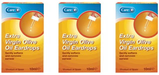 Extra Virgin Olive Oil Ear Drops - Softens & Removes Earwax 10ml Pack Of 3