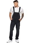 Enzo Men's Ezd390 Ven Denim Dungarees Overalls, Black_A, 50W UK