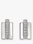 Eclectica Pre-Loved Rhodium Plated Swarovski Crystal Rectangular Stud Earrings, Dated Circa 1990s