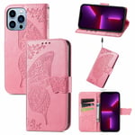 Trolsk Wallet-deksel med Butterfly (iPhone 15) - Lys lilla