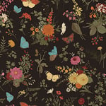 VEELIKE Papier Peint Fleur Papillon Noir Vintage Papier Adhesif pour Meuble Papier Peint Feuilles Tropicales Rouleau Adhesif Decoratif Chambre Papier Peint Adhesif Mural Salon Cuisine 44,5cm x 300cm