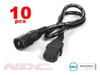 10 x Dell 0.6m Monitor Power / Kettle Extension Cable/Lead (C13 To C14) (Joblot)