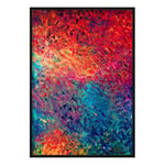 Artze Wall Art Abstract Oil 5 Poster, 30 cm Width x 40 cm Height, Bright Blue/Pink