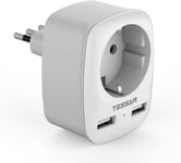 Adaptateur Prise Italie France, Adaptateur De Voyage Italienne Avec 2 Usb, Adaptateur Prise France Vers Italie Pour Italie, Chili, Uruguay, Saint Marin, Éthiopie, Libye, Adaptateur Type L