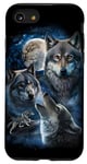 iPhone SE (2020) / 7 / 8 Grey Wolf Under Full Moon, Space, Galaxy, and Stars Case