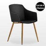 Life Interiors - Lot de 6 chaises en plastique Eden avec coussins en similicuir - Chaise de salle à manger rembourrée pour salle à manger, cuisine