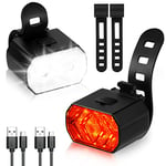 Flintronic Lampe LED de Vélo, Lumière Vélo Rechargeable Avant et Arrière, Kit Éclairage Vélo Éclairage USB Antichoc Impermeable Phare Lampe LED de Vélo pour VTT VTC Cycliste Poussette