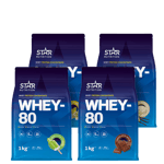 Mix&Match: 4 x Whey-80 Myseprotein 1 kg