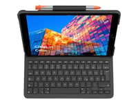 Logitech Slim Folio - Clavier et étui - sans fil - Bluetooth - QWERTZ - Allemand - graphite - pour Apple 10.5-inch iPad Air (3ème génération)