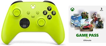 Xbox Manette Jaune Sans Fil - Electric Volt & Abonnement Game Pass Ultimate | 3 Mois Win 10 PC - Code jeu à télécharger
