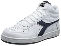 Diadora Mixte Magic Basket Demi Icona Chaussure de Gymnastique, White Blue Caspian Sea, 38.5 EU